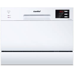Comfee Lave-vaisselle pose libre TD602E-W L55cm 47db avec 6 couverts, 6 programmes, Commande tactile Affichage LED Blanc