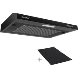 Hotte Aspirante Casquette Visière- 60cm-3 Vitesses-Évacuation et Recyclage-LED Lampe-Filtre en Coton Noir en Inox [Classe Énergétique b] - Comfee
