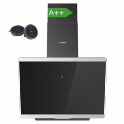Hotte Aspirante Inclinée 60cm Comfee - 380m³/h - Classe A++ - Commandes Sensitive - 3 Vitesses - 2 Filtres à Charbon -Verre N ...