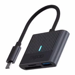 Rapoo UCR-3001, MMC, MicroSD (TransFlash), SD, SDHC, SDXC, Noir, 5000 Mbit/s, Aluminium, USB 3.2 Gen 1 (3.1 Gen 1) Type-C, 54 ...