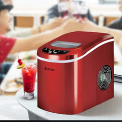 Costway - Machine à Glaçons Machine pour Glace Réservoir 2,2L,12kg/24H 9 Glaçons par 6-13Min, pour Maison,Bureau,Café Rouge