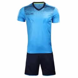 Maillots de gardien de but dentraînement de football KELME pour hommes - manches courtes (petit-bleu)