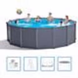 Intex 26384, 16805 L, Piscine hors sol, Adultes et enfants, Echelle, Graphite, 193 kg