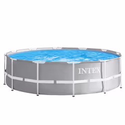 Intex 26724GN, 14614 L, Piscine hors sol, Adultes et enfants, Echelle, Gris, 60,1 kg