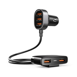 Chargeur allume-cigare Joyroom JR-CL03 5x USB 6.2A 1.5m avec rallonge Noir