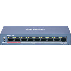 Hikvision DS-3E0109P-E/M(B) commutateur réseau Non-géré L2 Fast Ethernet (10/100) Connexion Ethernet, supportant l'alimentation via ce port (PoE) Bleu