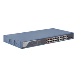 Hikvision DS-3E1326P-EI commutateur réseau Géré Fast Ethernet (10/100) Connexion Ethernet, supportant l'alimentation via ce port (PoE) 1U Bleu