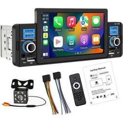 Autoradio 1 Din Apple CarPlayer Android Auto Récepteur multimédia stéréo avec Bluetooth Appel Mains Libres FM SWC USB AUX Mirror