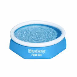 Bestway Fast Set Piscine gonflable ronde 2,44 m x 61 cm, Piscine hors sol/gonflable, Enfants et adultes, Bleu, Blanc, 4,84 kg