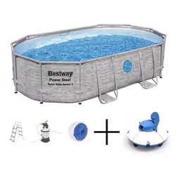 Piscine tubulaire BESTWAY ovale 4,88 x 3,05 x 1,07 m Power Steel Vista (Filtre à sable) - 56946
