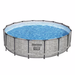 Bestway Steel Pro MAX Kit Piscine hors sol ronde 4,88 m x 1,22 m, Piscine hors sol, Echelle, Gris, 67,4 kg