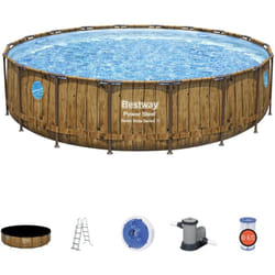Bestway - Piscine hors sol ronde Power Steel™ Swim Vista motif bois 549 x 122 cm