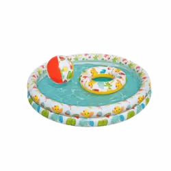 Bestway Kit piscine gonflable avec ballon de plage et bouée, Piscine gonflable, 137 L, Rond, 3 an(s), Multicolore