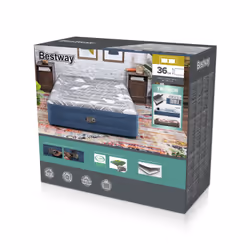 Bestway Lit gonflable matelas 2 places Tritech Fashion Flock avec pompe électrique intégrée et revêtement antimicrobien 2,03 ...