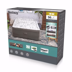 Bestway Lit gonflable matelas 2 places Tritech Fashion Flock avec pompe électrique intégrée et revêtement antimicrobien 2,03 ...