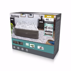 Bestway Lit gonflable matelas 2 places Tritech Cushify Top avec pompe électrique intégrée et revêtement antimicrobien 2,03 m ...