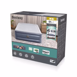 Bestway Lit gonflable matelas 2 places Tritech avec pompe électrique intégrée et revêtement antimicrobien 2,03 m x 1,52 m x 5 ...