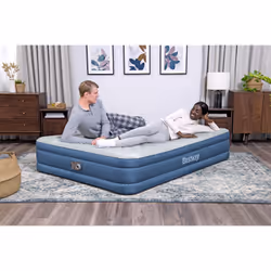 Bestway Matelas gonflable Fortech Snugable Top 2 places avec pompe électrique intégrée et revêtement antimicrobien 2,03 m x 1,52 m x 36 cm