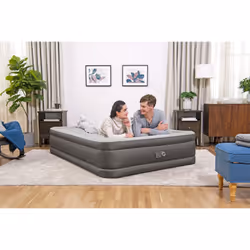 Bestway Matelas gonflable Fortech 2 places avec pompe électrique intégrée et revêtement antimicrobien 2,03 m x 1,52 m x 46 cm