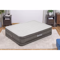 Bestway Matelas gonflable Fortech 2 places avec pompe électrique intégrée et revêtement antimicrobien 2,03 m x 1,52 m x 46 cm