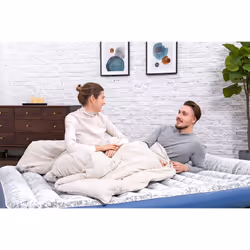Bestway Matelas gonflable Tritech Fashion Flock 2 places avec pompe électrique intégrée 2,03 m x 1,52 m x 30 cm