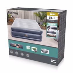 Bestway Lit gonflable matelas 2 places Tritech QuadComfort avec pompe électrique intégrée et revêtement antimicrobien 2,03 m  ...