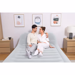 Bestway Lit gonflable matelas 2 places Tritech SleekFlow avec tête de lit et pompe électrique intégrée et revêtement antimicrobien 2,26 m x 1,52 m x 84 cm