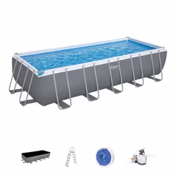 Kit Piscine hors sol tubulaire BESTWAY - Power Steel - 640 x 274 x 132 cm - Rectangulaire (Filtre à cartouche échelle bâche)