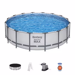 Kit Piscine hors sol tubulaire BESTWAY - Steel Pro Max - 488 x 122 cm - Ronde (Filtre avec cartouche échelle bâche)