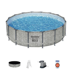 BESTWAY Piscine hors sol ronde Steel Pro Max 488 x 122 cm décor pierres
