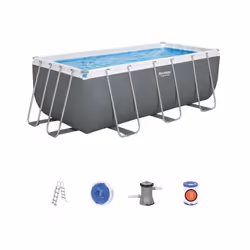 BESTWAY Piscine hors sol Power Steel™ 412 x 201 x 122 cm, filtre a cartouche, échelle, diffuseur Chemconnect™