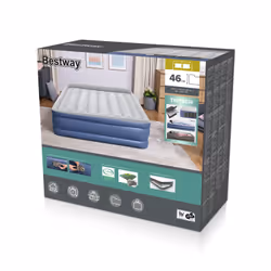 Bestway Lit gonflable matelas 2 places Tritech avec pompe électrique intégrée et revêtement antimicrobien 203 x 152 x 46 cm, ...