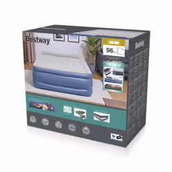 Bestway Lit gonflable matelas 2 places Tritech avec pompe électrique intégrée et revêtement antimicrobien 2,03 m x 1,52 m x 5 ...