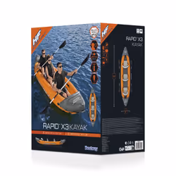 Bestway Hydro-Force Kayak gonflable 3 places Rapid 3,81 m, Baignade, divertissement, Bateau gonflable, Gris, Orange, 3 person ...