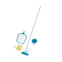 Bestway AquaClear Kit d’accessoires pour piscine avec aspirateur, épuisette, diffuseur de produits de traitement, bandelettes de test 3 en 1, patchs de réparation