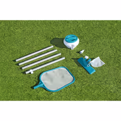 Bestway AquaClear Kit d'accessoires pour piscine avec aspirateur, épuisette, diffuseur de produits de traitement, bandelettes de test 3 en 1, patchs de réparation - Vue supplémentaire 4