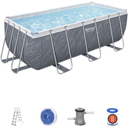 Piscine hors sol rectangle Power Steel 412 x 201 x 122 cm décor marbre - Bestway