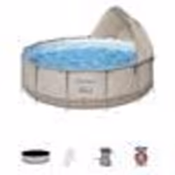 Kit Piscine hors sol tubulaire BESTWAY Steel Pro Max™ 396 x 107 cm - Ronde (Avec filtre à cartouche auvent bâche échelle)
