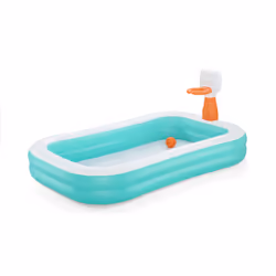 Bestway Piscine familiale gonflable avec panier de basket Dunk n’ Splash™ 2,51 m x 1,68 m x 1,02 m, Piscine gonflable, Enfant ...