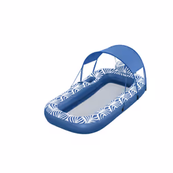 Bestway Matelas de piscine avec parasol Comfort Plush™, Bleu, Blanc, Bouée à chevaucher, Motif, PVC, Polyester, Homme/femme, ...