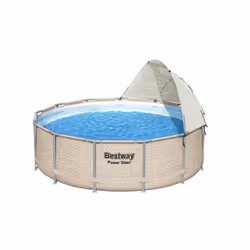 Bestway Auvent pour piscine hors sol 3,05 à 5,49 m, Auvent de piscine, Gris, Fibre de verre, Polyester, 45 kg, 5,49 m, 1,75 k ...