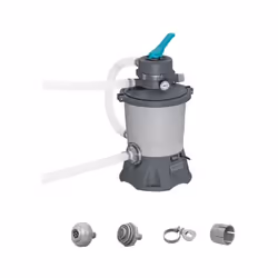 Entretenez l'eau de votre piscine hors sol pour qu'elle reste cristalline et propre grâce a la pompe de filtration a sable Be ...