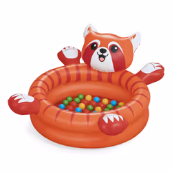 Bestway Piscine à balles gonflable Playful Red Panda avec 50 balles, Rond, PVC, Polyéthylène, Rouge, Blanc, Orange, Marron
