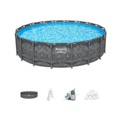 Bestway - Kit Piscine hors sol tubulaire apx 365™ - 549 x 132 cm - Ronde (Filtre a sable, 250 g polysphere, échelle, bâche)