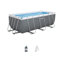 Bestway - Kit Piscine hors sol tubulaire Steel Pro Max™ - 412 x 201 x 122 cm - Rectangulaire (Filtre a sable, échelle)