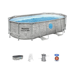 Kit Piscine hors sol tubulaire Bestway Steel Pro max™- 427 x 250 x 100 cm - Ovale (Filtre a cartouche, échelle, bâche, 1 c