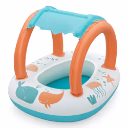 Bestway Bouée culotte pour bébé avec parasol Comfort Plush, Bateau bébé, Garçon/Fille, Polyvinyl chloride (PVC), Multicolore