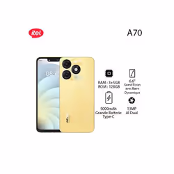Itel A70 8GB(3+5GB)/128GB HD+ 13MP 6.6” 5000mAh Type C Brilliant Gold