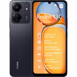 Xiaomi Redmi 13C, 17,1 cm (6.74"), 4 Go, 128 Go, 50 MP, Android 13, Noir