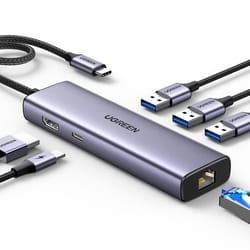 Ugreen 15598 hub & concentrateur USB 3.2 Gen 1 (3.1 Gen 1) Type-C 5000 Mbit/s Argent